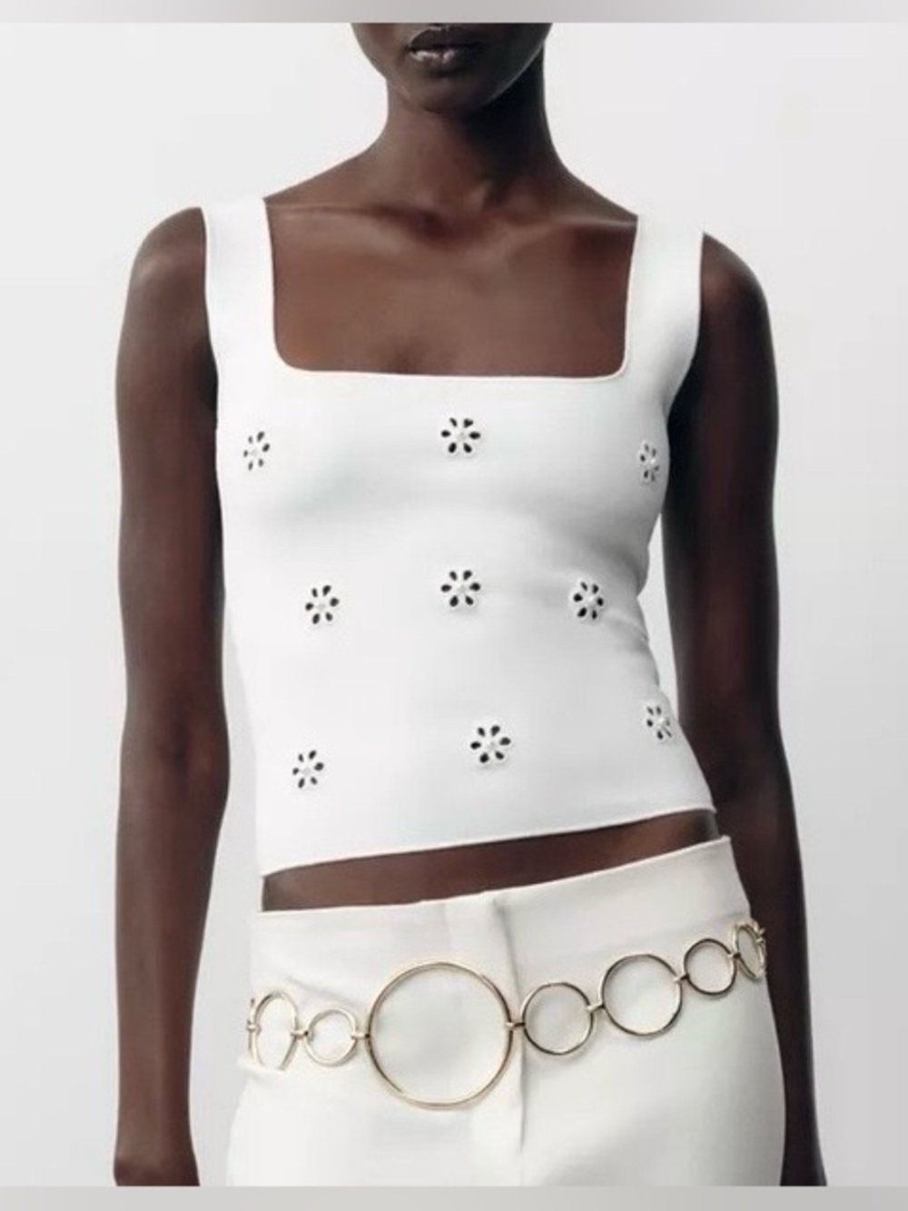 Zara Floral Embroidered Stretch Top - New